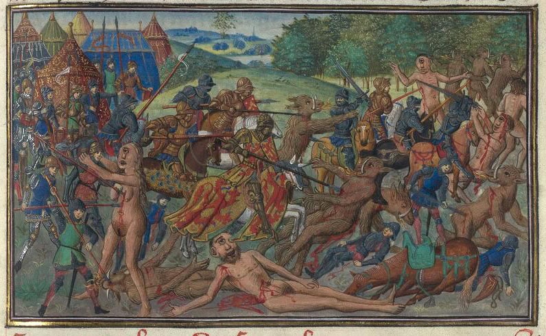 Illumination of Alexander and Bucephalus in battle from LDUT 456.